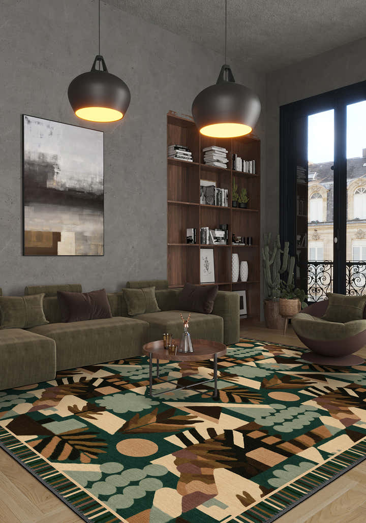 Zinnia Green Bauhaus Rug