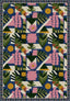 Colorful Bauhaus rug in midcentury style.