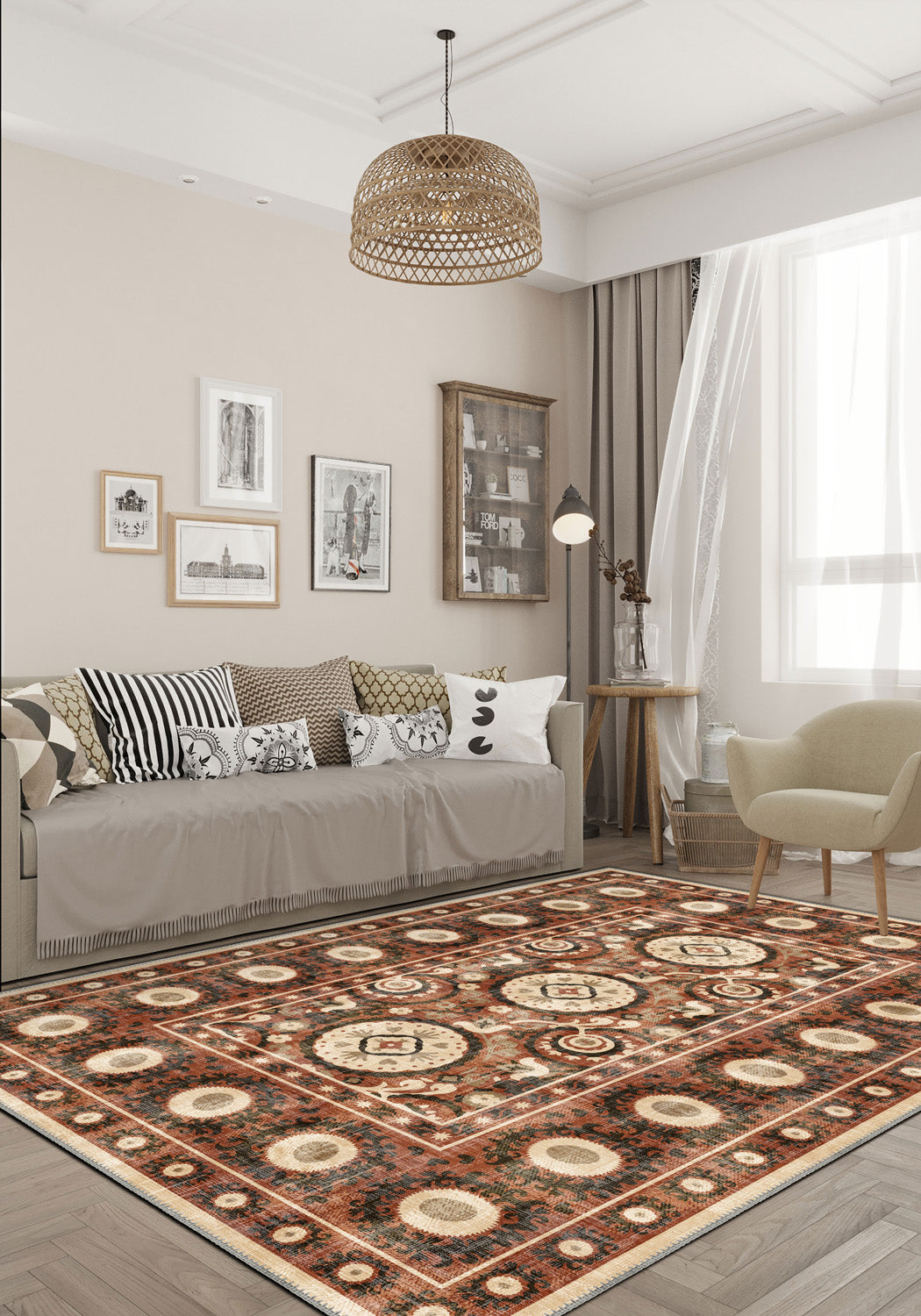 Brown noho rug for living room.