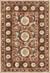 Bohemian terracotta rug with suzani motifs.