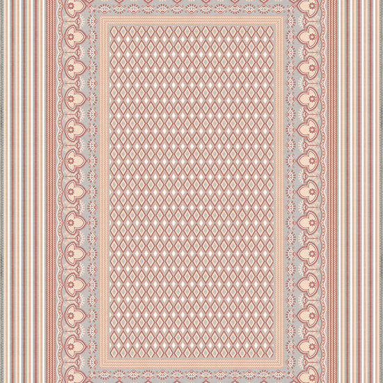 Geometric pink rug for nursery.