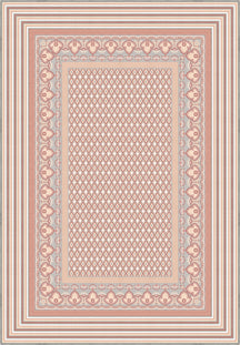 Geometric pink rug for nursery.
