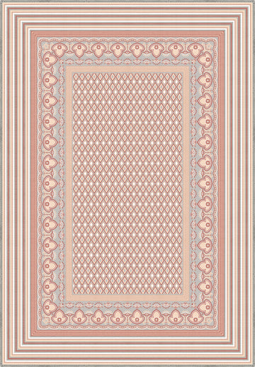 Geometric pink rug for nursery.