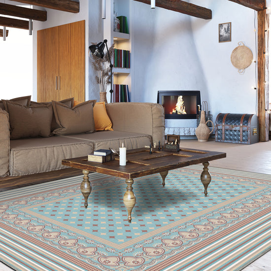 Eclectic pastel rug for living room.
