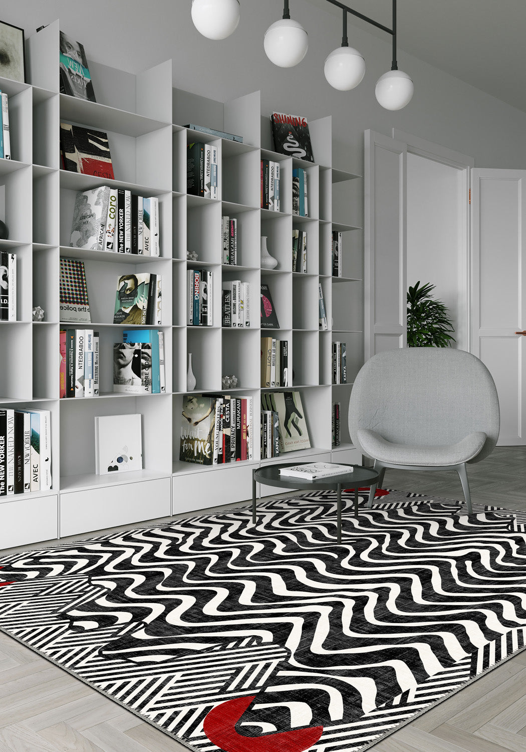 Black and white zebra rug for living room.