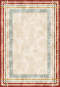 Colorful cream rug for living room.