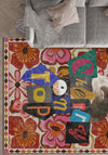 Colorful retro rug for living room.