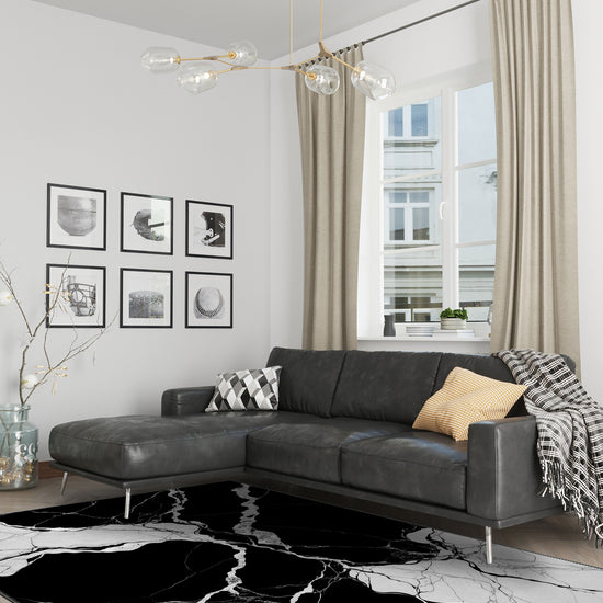 Black and white modern rug for living room.