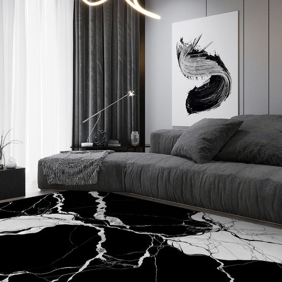 Black and White rug for living room.