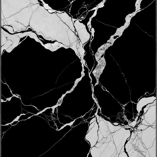 Black and white marble patterned rug for living room.