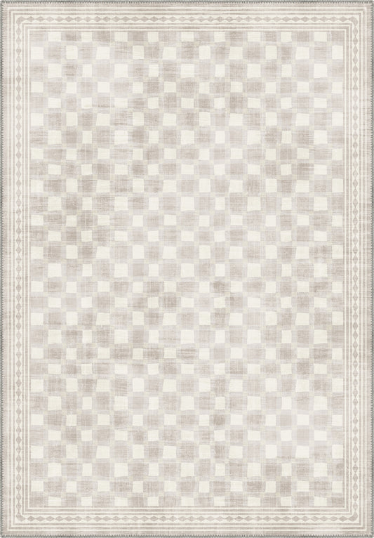 Rylon Cream Checkered Rug