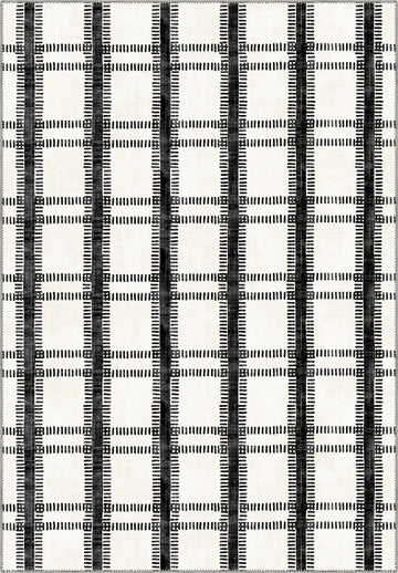 Black and white striped rug