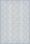Geometric light blue rug for living room.