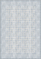 Geometric light blue rug for living room.