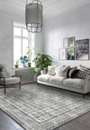 Black and white patterned rug for living room.