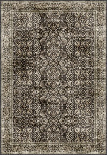 Brown persian rug with herati style motifs.