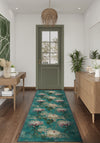 Chryselle Teal Chrysanthemum Rug
