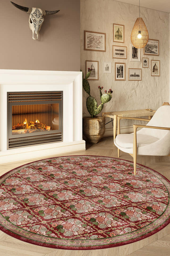 Willow Floral Burgundy Rug