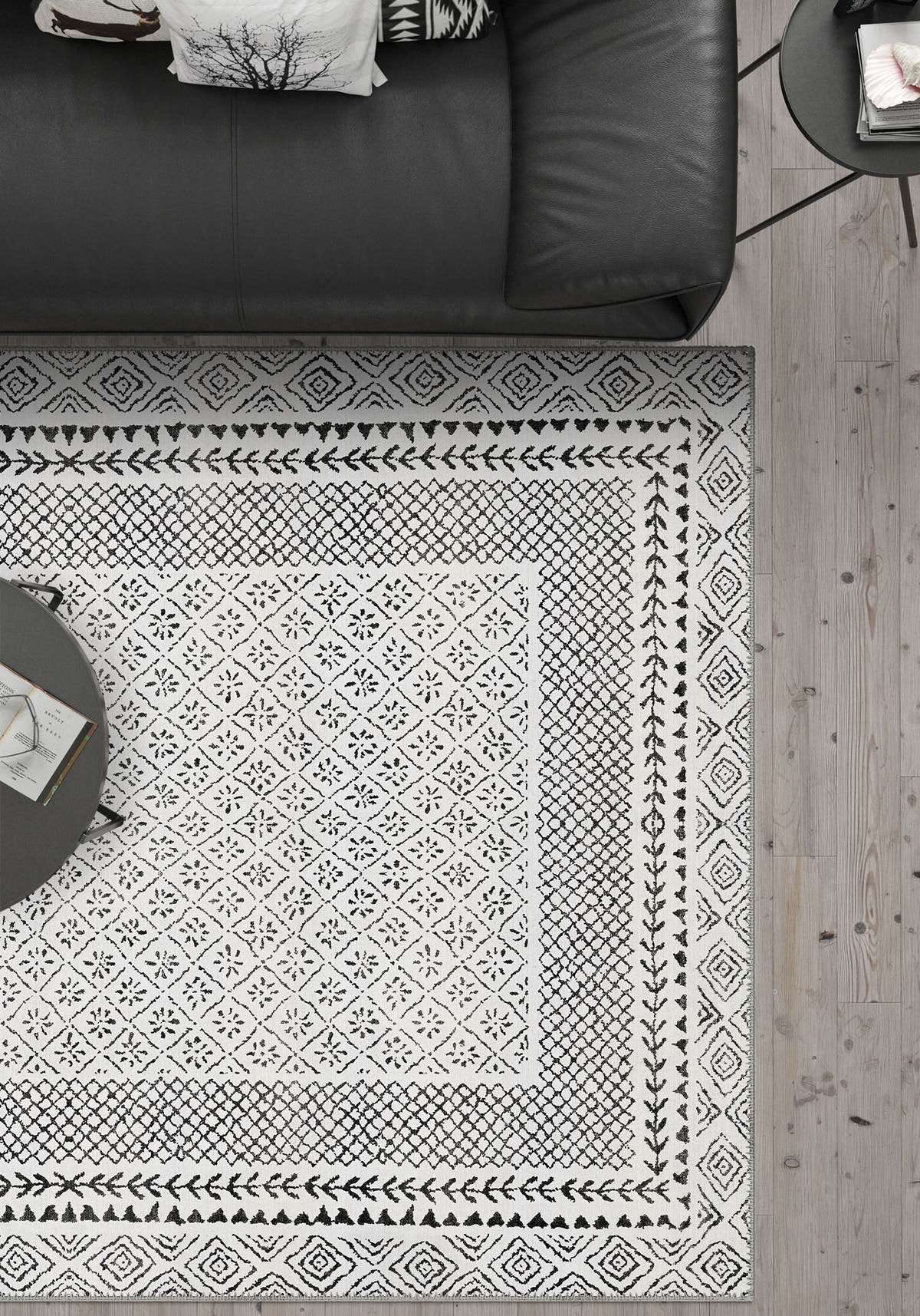 Calyra Grey Bordered Rug